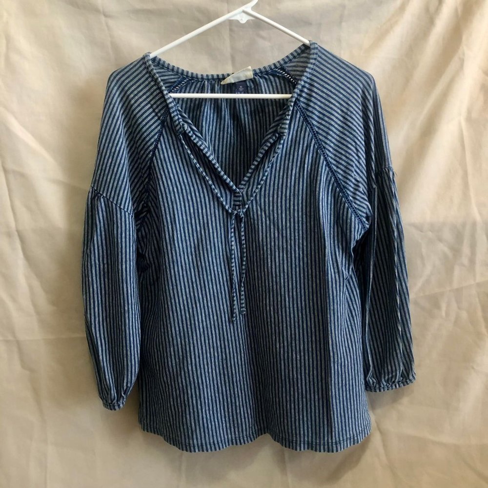 Universal Thread Target Blue Striped Balloon Sleeve Poet Cottage Shirt XS
